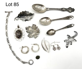 Nice Lot of Assorted Sterling Pieces Inc Moss Agate Pendant