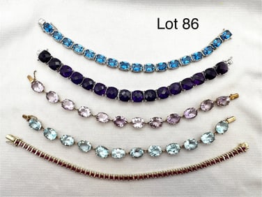 Five Beautiful Sterling Gemstone Bracelets