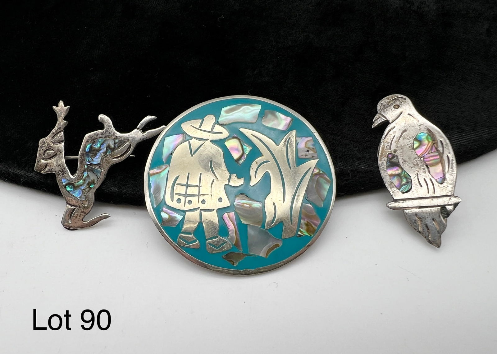 Trio of Signed Mexico Silver Brooches (1 of 7)