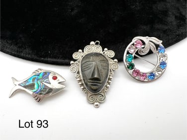 Trio of Sterling Silver Brooches