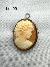 Victorian 800 Silver Cameo Brooch
