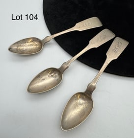 Three Antique A.K. Cory Sterling Silver Teaspoons