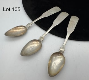 Three Antique H. Pearce Coin Silver Teaspoons