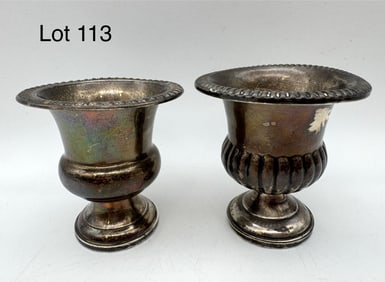 Pair of Antique Sterling Campana Urn Toothpick Holders