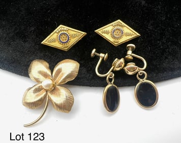 Gold Filled Pins and Earrings Lot