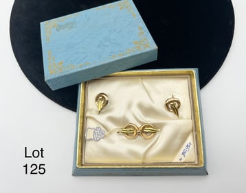 Vintage Van Dell Gold Filled Brooch and Earring Set