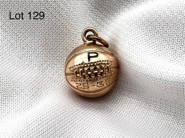 1929-30 10K Yellow Gold College Basketball Pendant Charm