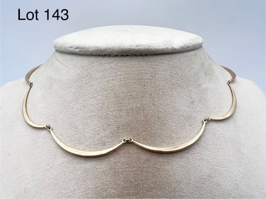 14K Gold Scalloped Necklace