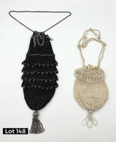 Duo of Crochet and Beaded Drawstring Purses