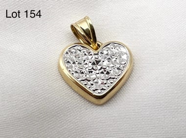 14K Yellow and White Gold Heart Pendant