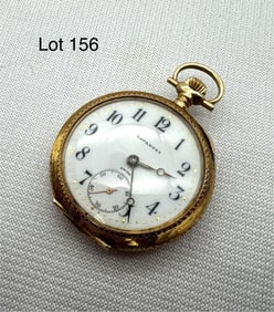 14K Gold Tavannes Open Face Pocket Watch