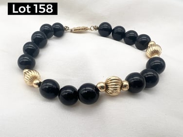 14k Gold Onyx Bracelet