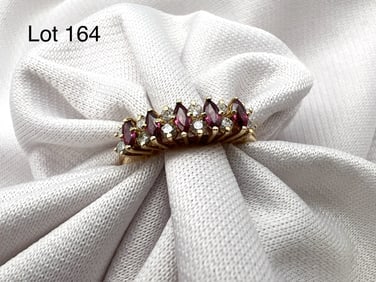 14K Gold Diamond and Ruby Ring