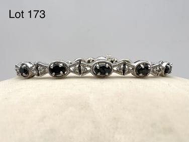 14K Gold Sapphire and Diamond Bracelet