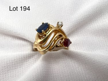 14K Gold 3 Stone Ring