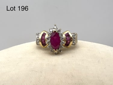 14K Gold Vintage Ruby and Diamond Ring