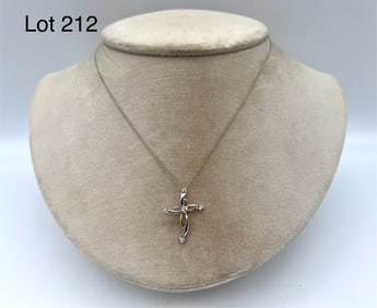 14K Gold Diamond Cross Pendant