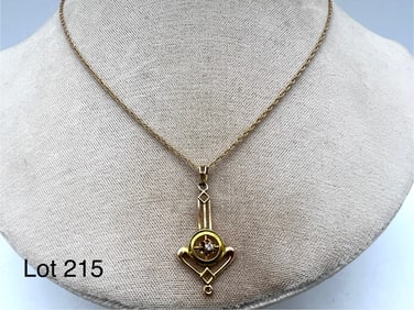 14K Gold Diamond Pendant Necklace