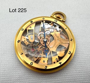 Mathey Tissot 18K Gold Skeleton Pocket Watch