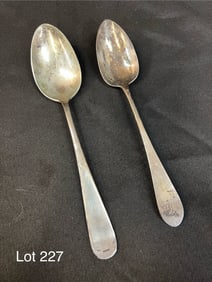 Antique Sterling Serving Spoon W/ Coin Silver Serving Spoon