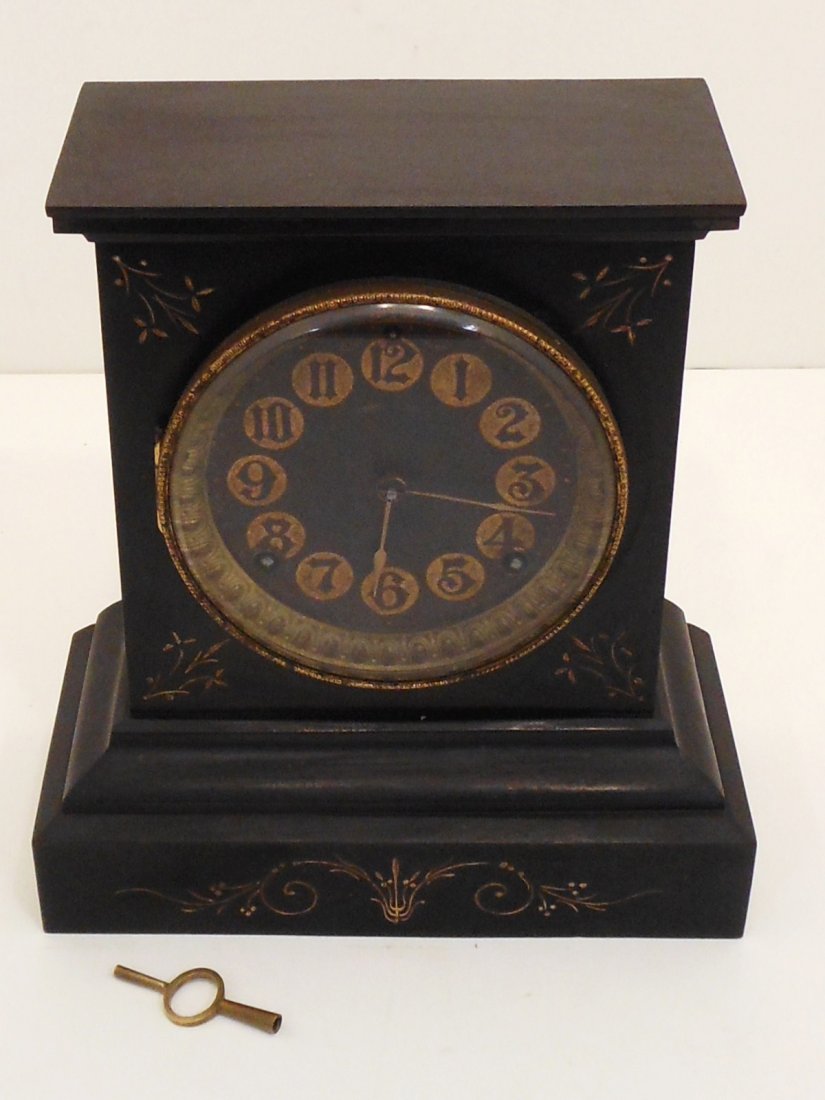 Ansonia Black Steel Case Mantel Clock