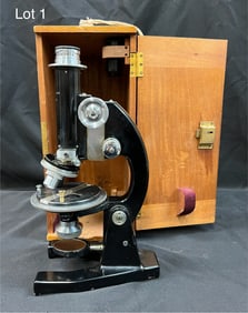 1940's J. Swift & Sons Monocular Microscope In Custom Case