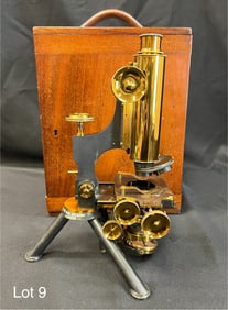 Vintage 1930's W Watson & Sons Microscope in Custom Carry Case