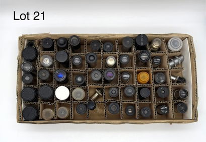 Box Of Used Microscope Eyepieces and Objective Lenses by Various Makers