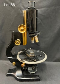 Very Early 20thC Ebonized and Brass Spencer Monocular Microscope