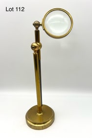 Antique Brass Adjustable Magnifier On Stand