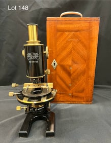 1920's Carl Zeiss Jena Microscope In Custom Carry Case