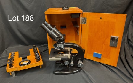 1930's Carl Zeiss Jena Microscope In Custom Case