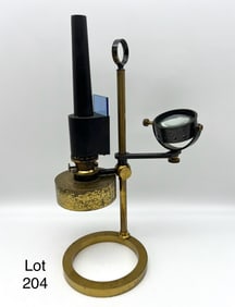 C1890's Charles Baker Brass Oil Lamp Microscope