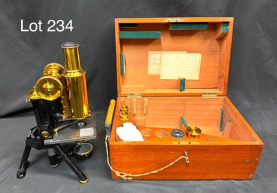 Very Early J. Swift & Sons Brass Microscope in Custom Carry Case
