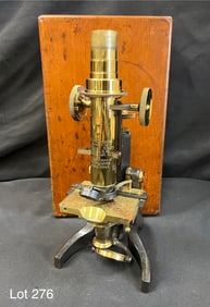 1890's J. Swift and Sons Monocular Microscope with Custom Carry Case