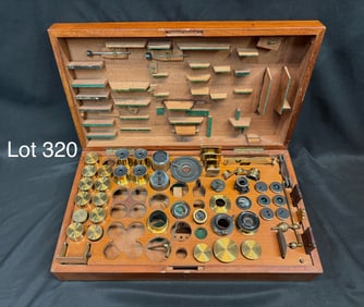 Custom Box of Antique Ross, Baker, and Browning Lenses and Accessories