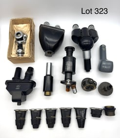 Box of Vintage Microscope Eyepieces and Parts