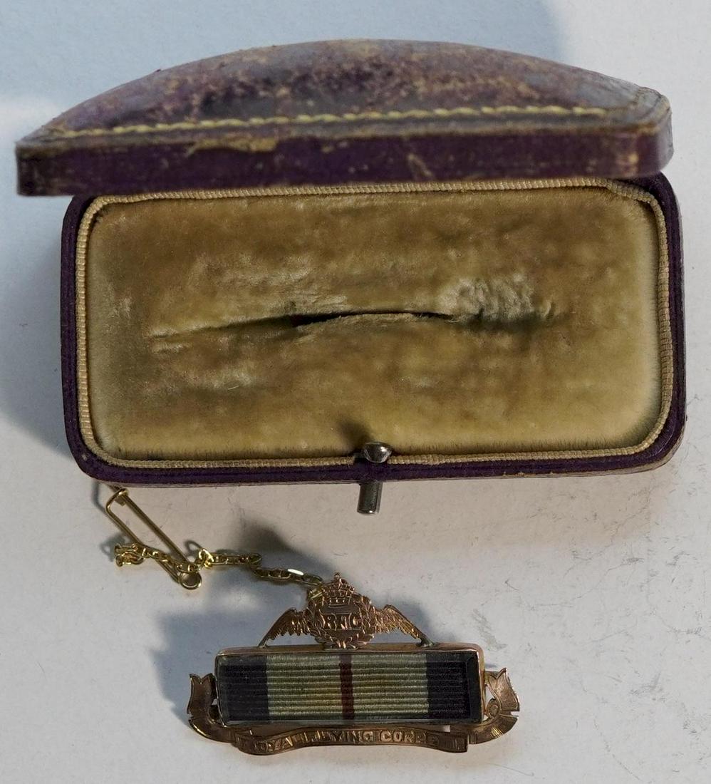 Militaria Medal;  Royal Flying Corps RFC WW1 - Gold Brooch w/partial ribbon.  Housed in original (1 of 1)