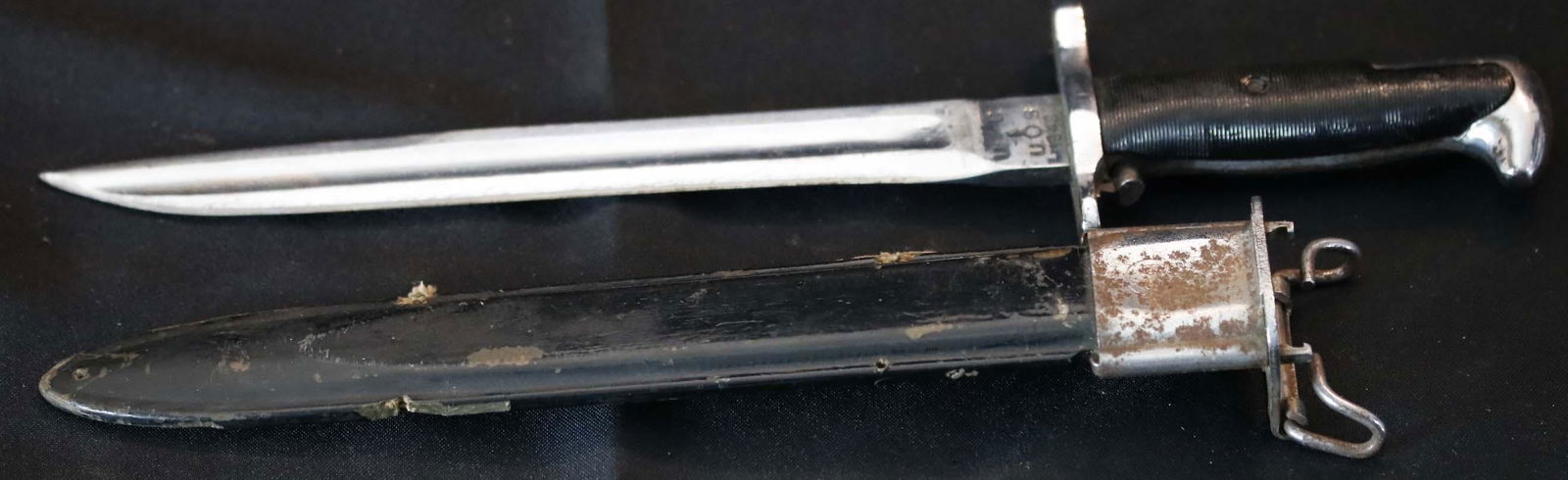 Militaria;  Bayonet & Scabbard - UFH UOS 1942 M1 Garand bayonet - 9 3/4'' Blade - WWII. (1 of 1)