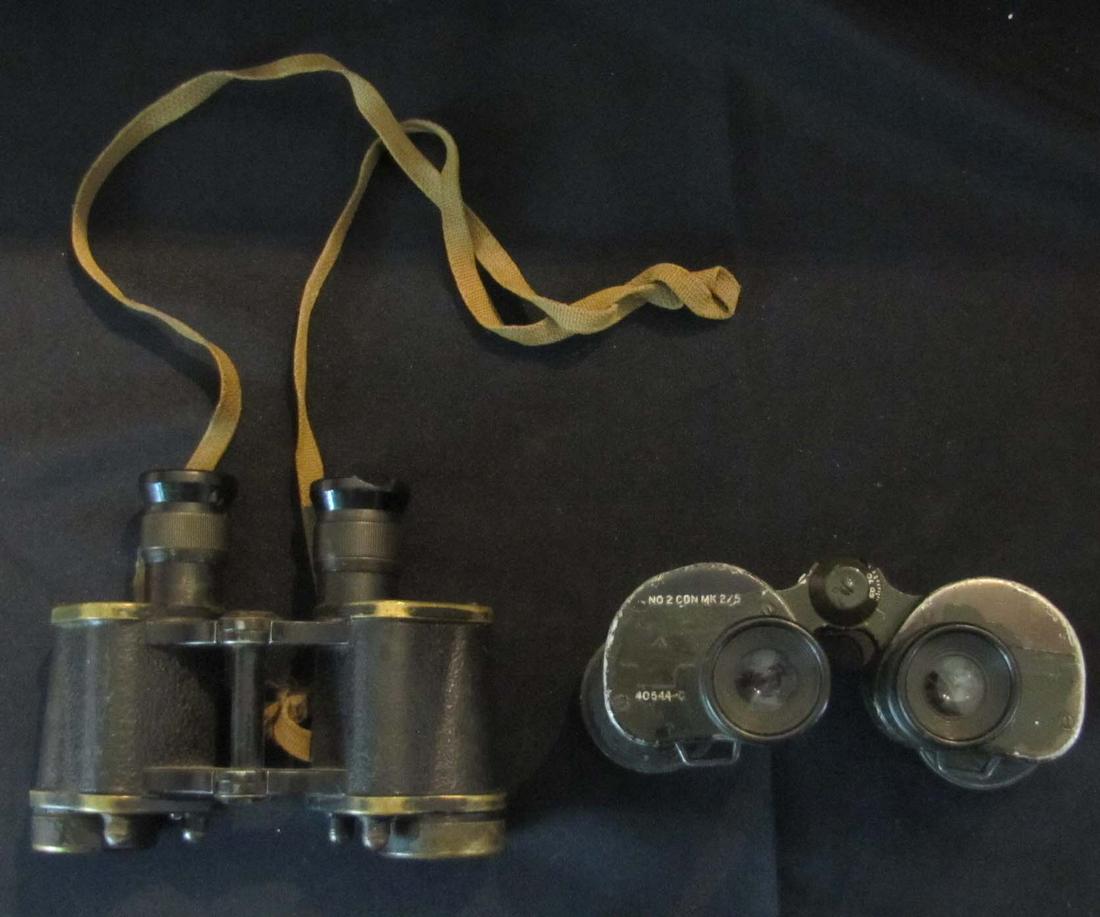 Militaria; Pair of military binoculars includes kershaw 1944 & Canadian No. 2 CDN MK2/5 issues