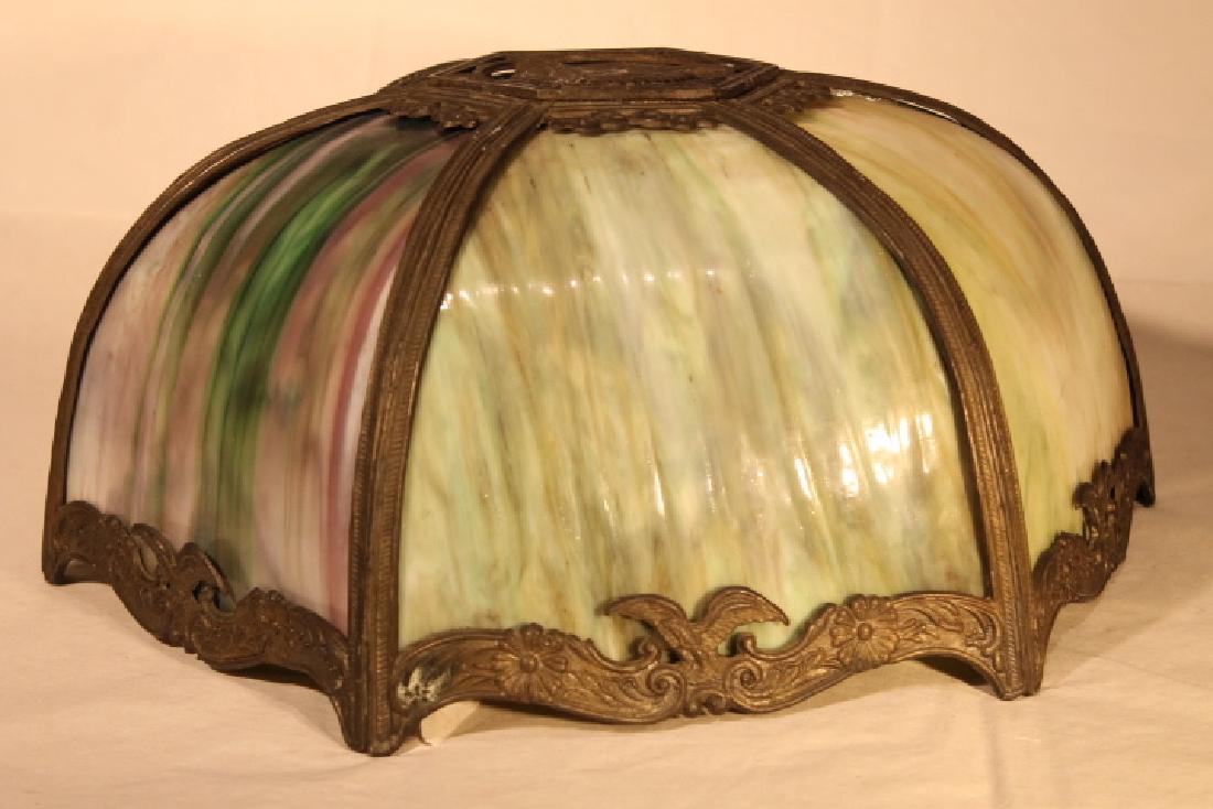 Green Slag Glass 6 Panel Shade (1 of 5)