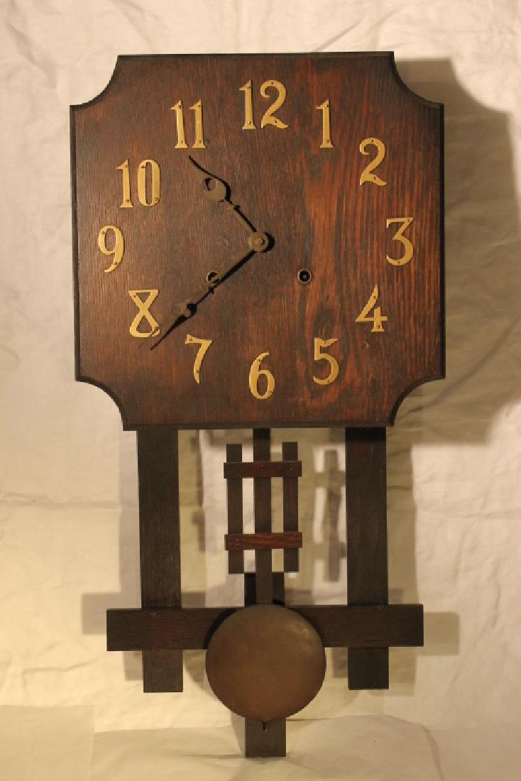 Mission Oak Wall Clock, National Clock Co (1 of 5)