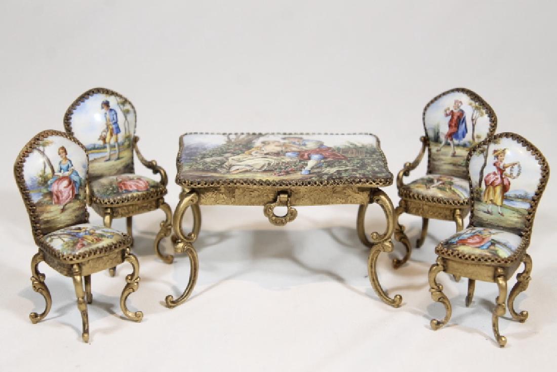 Miniature Enamelled Table & Chairs (1 of 5)