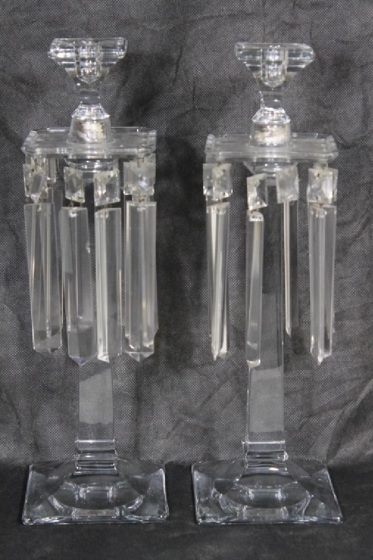 Tall Clear Glas Candlesticks w/Prisms (1 of 4)