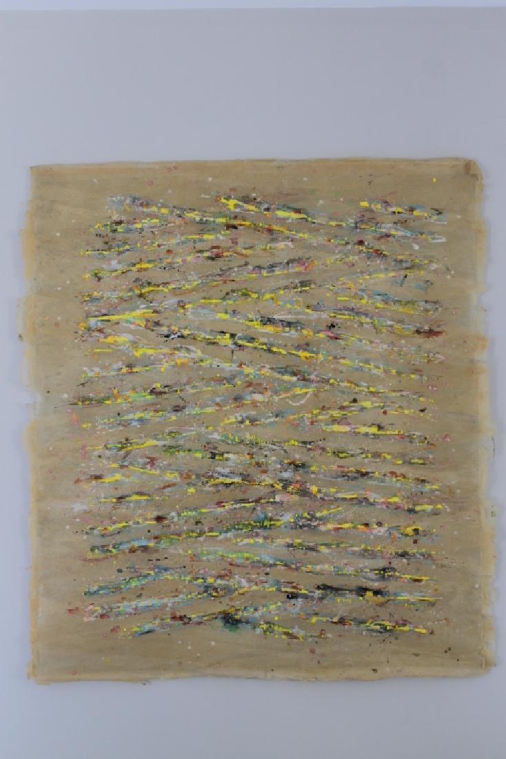 Ed Moses Ptg: Ed Moses painting titled "Wedge Series #12" 1974, tissue and rhoplex, backed with nylon, size is 80 x 70, purchased from Contemporary Art Consultants, Los Amgeles CA in 1981. Original invoice.This ite
