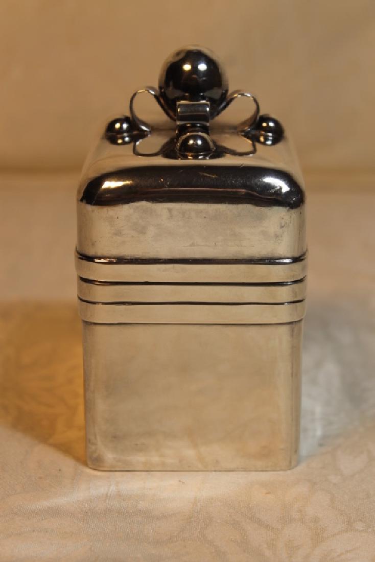 Spratling, Mexican covered Box: Mexican covered box, by Spratling size is 4 1/2" tall by 3" wide, by 2 1/4" weight is 10.6 ozt