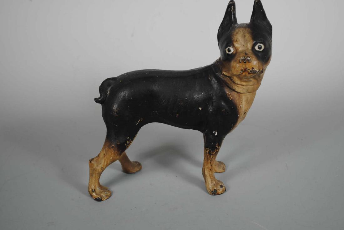 Boston Terrier Doorstop: Door stop, 3 dimensional Boston Terrier. Original finish. Size is 8 1/2" long by 9" tall
