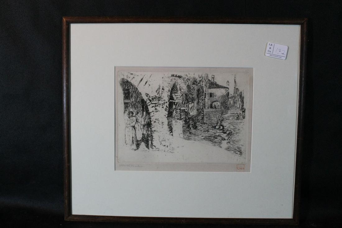 Otto Henry Bacher [Am. b.1856 -d.1909]: European scene, SLL and estate stamped lower right, sight size 7 1/2" x 10", framed size 15" x 18"