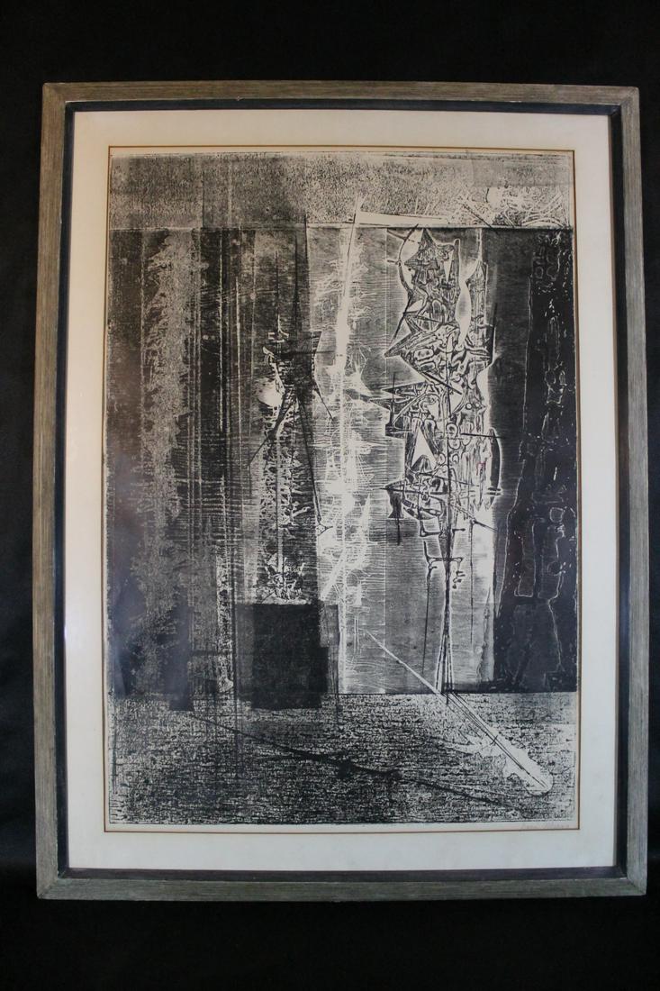 Boris Margo [Ukranian/Am. B.1902 - d.1995]: Abstract, Boris Margo, signed lower right and titled lower left under mat illegibly, sight size 35" x 24", framed size 43" x 32"