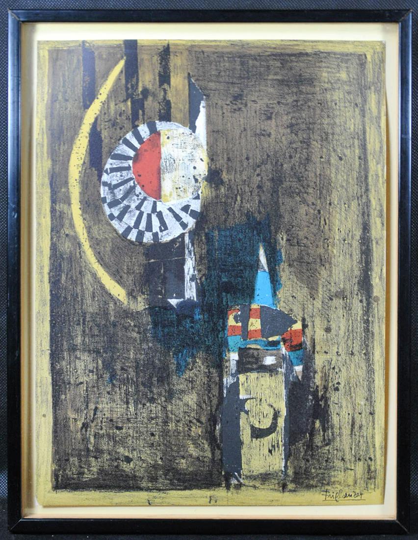 John Friedlander [german/french b.1912 - d.1992]: 20th century abstract, lithograph signed, size is 16 1/2" x 12 1/2"